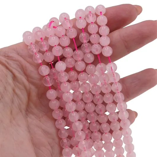 Sirag Cuart roz sfere 6mm, 38cm, imagine 2
