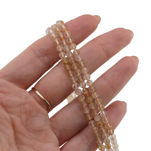 Sirag Cuart rutilat sfere fatetate 4mm, 38cm, imagine 2