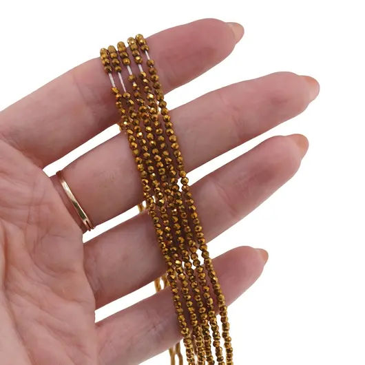 Sirag Hematit auriu sfere fatetate 2mm, 38cm, imagine 2