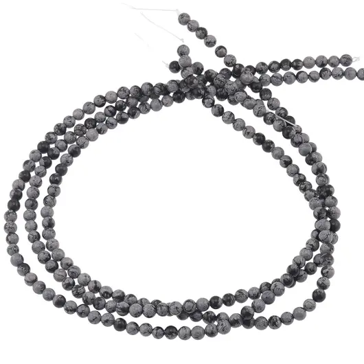 Sirag obsidian fulg de nea sfere 4mm, 38cm