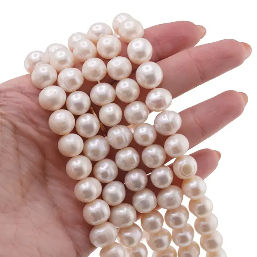 Sirag perle de cultura albe rotunde 10mm, 38cm, imagine 2