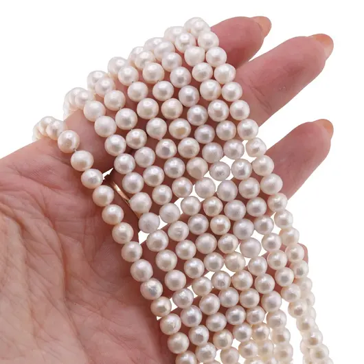 Sirag perle de cultura albe rotunde 6mm, 38cm, imagine 2