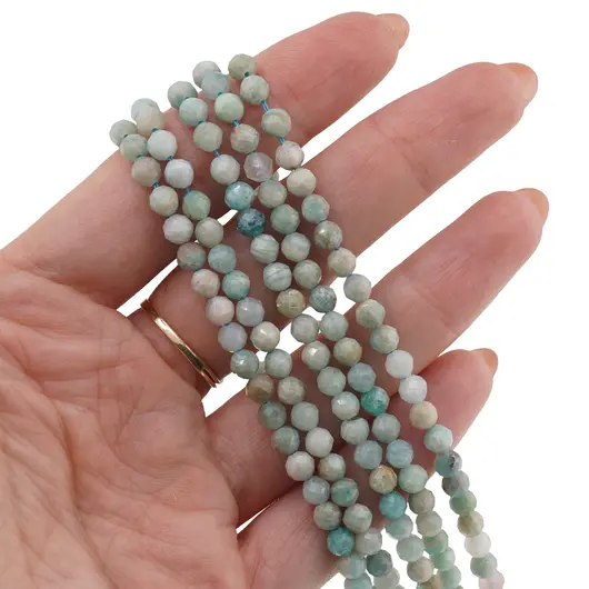 Sirag Amazonit sfere fatetate 4mm, 38cm, imagine 2