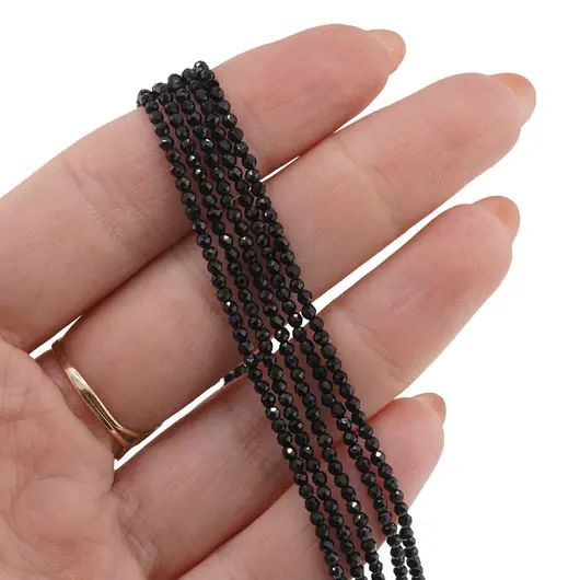 Sirag Trumalina negra sfere microfatetate 2mm, 39cm, imagine 2