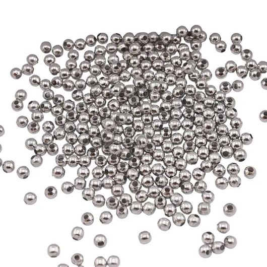 Accesorii din metal rodiat - bile (bumbi)  pentru bijuterii, 4mm