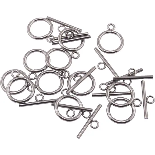 Accesorii din metal rodiat - inchizatori tip toggle rotunde pentru bijuterii
