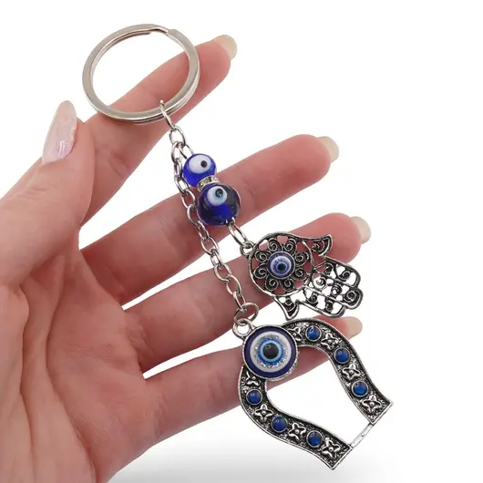 Breloc Feng Shui cu Potcoava, Hamsa si ochi protectori, imagine 2