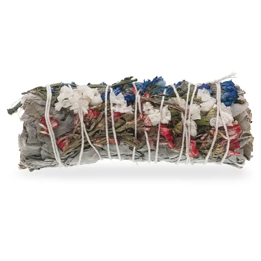 Buchet Salvie Alba cu Flori de sinuata albastre, albe si rosii - 10cm, imagine 2