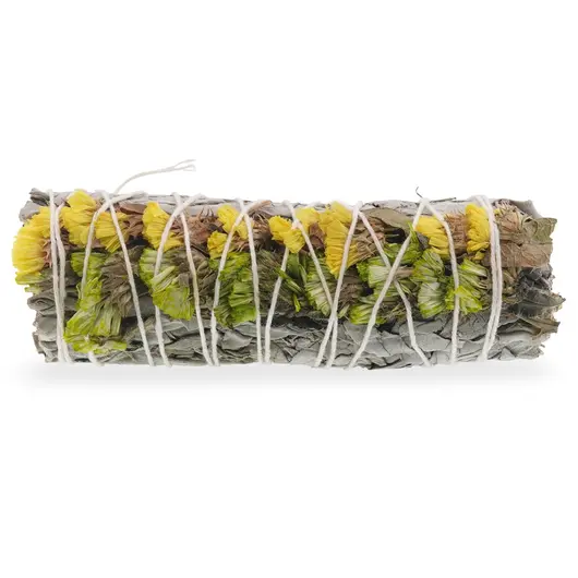 Buchet Salvie Alba cu Flori de sinuata galbene si verzi - 10cm, imagine 2