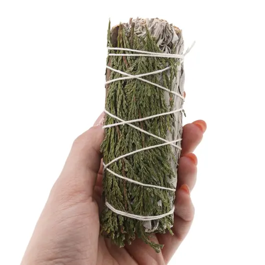 Buchet Salvie Alba cu frunze de Ienupar - 10cm, imagine 3