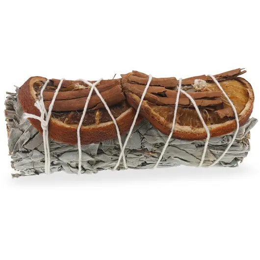 Buchet Salvie Alba cu Scortisoara si Portocale - 10cm, imagine 2