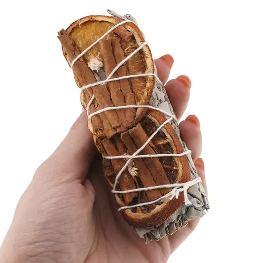 Buchet Salvie Alba cu Scortisoara si Portocale - 10cm, imagine 3