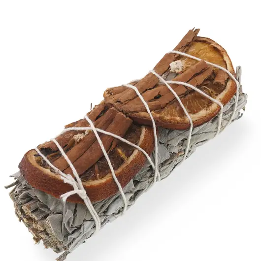 Buchet Salvie Alba cu Scortisoara si Portocale - 10cm