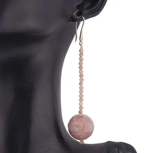 Cercei cu agatatoare Piatra Soarelui sfere fatetate 3-18mm cu Argint 925, imagine 2