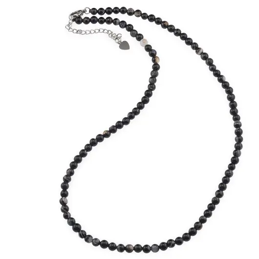 Colier Agat negru sfere 4mm
