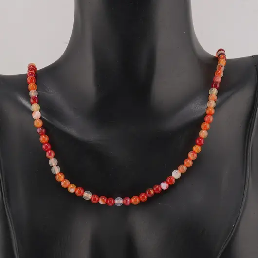 Colier Agat portocaliu sfere 4mm, imagine 2