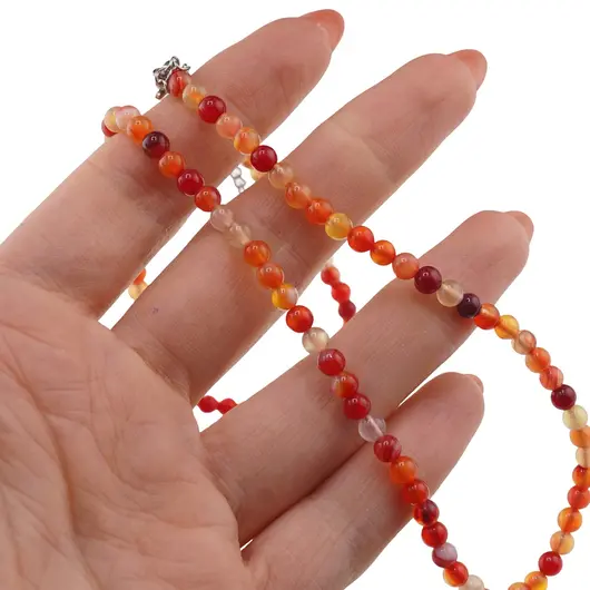 Colier Agat portocaliu sfere 4mm, imagine 3