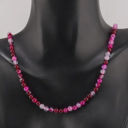 Colier Agat roz sfere 4mm, imagine 2