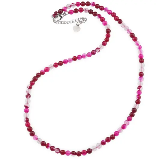 Colier Agat roz sfere 4mm