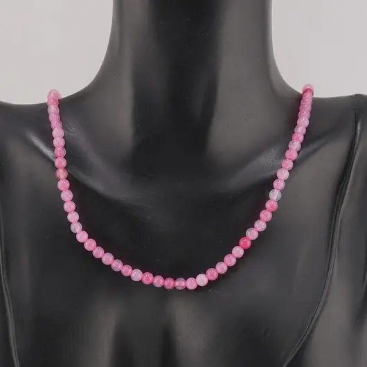 Colier Cuart roz tratat sfere 4mm, imagine 2