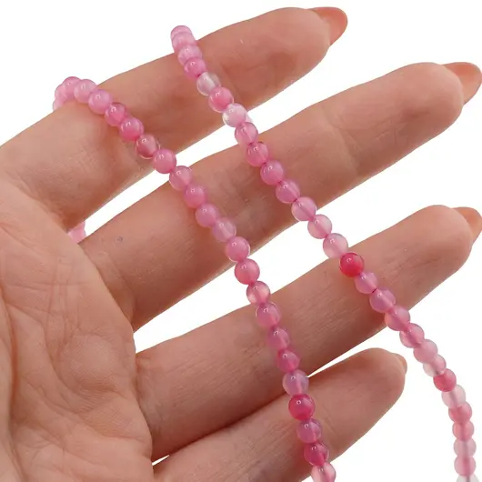 Colier Cuart roz tratat sfere 4mm, imagine 3