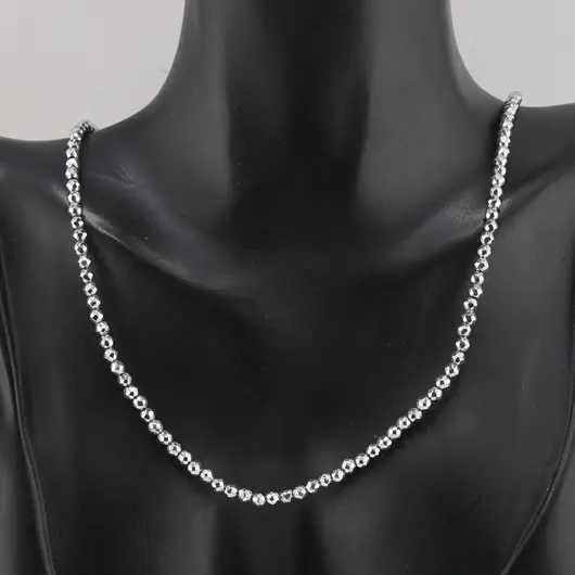 Colier Hematit argintiu sfere fatetate 3mm, imagine 2