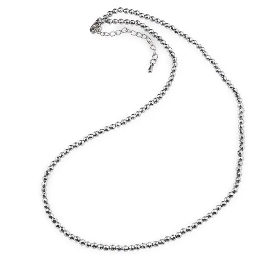Colier Hematit argintiu sfere fatetate 3mm