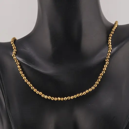 Colier Hematit auriu sfere fatetate 3mm, imagine 2