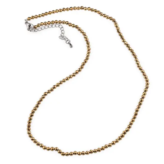 Colier Hematit auriu sfere fatetate 3mm