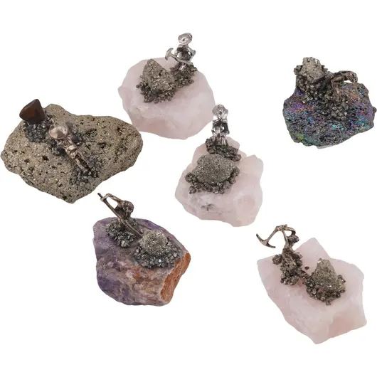 Cristal brut decorativ cu figurina din metal, 55-65mm, imagine 2