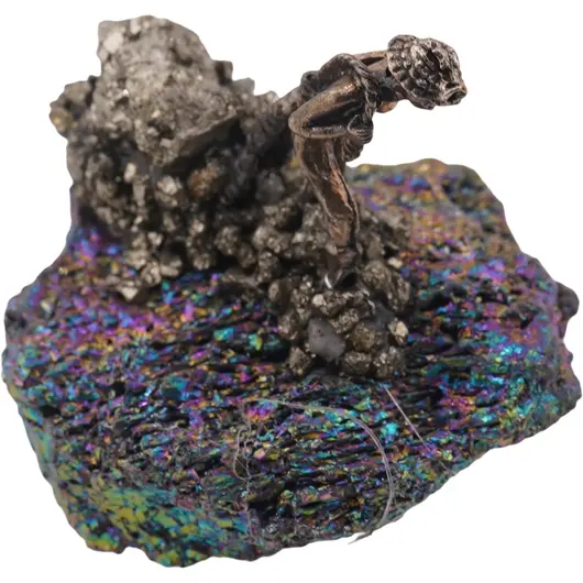 Cristal brut decorativ cu figurina din metal, 55-65mm, imagine 5