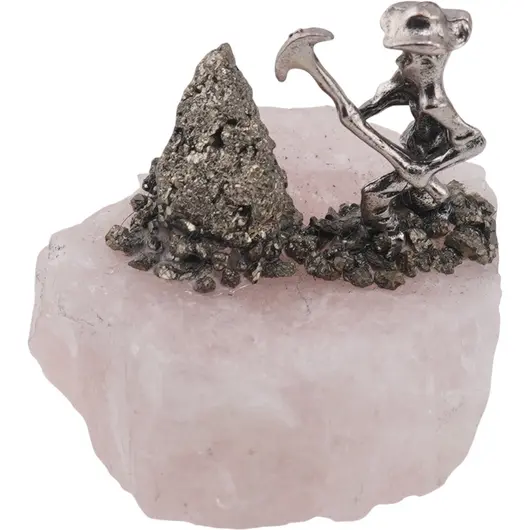 Cristal brut decorativ cu figurina din metal, 55-65mm, imagine 6