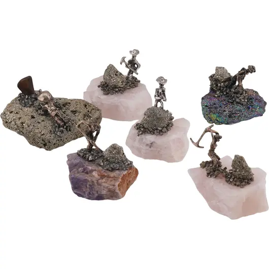 Cristal brut decorativ cu figurina din metal, 55-65mm