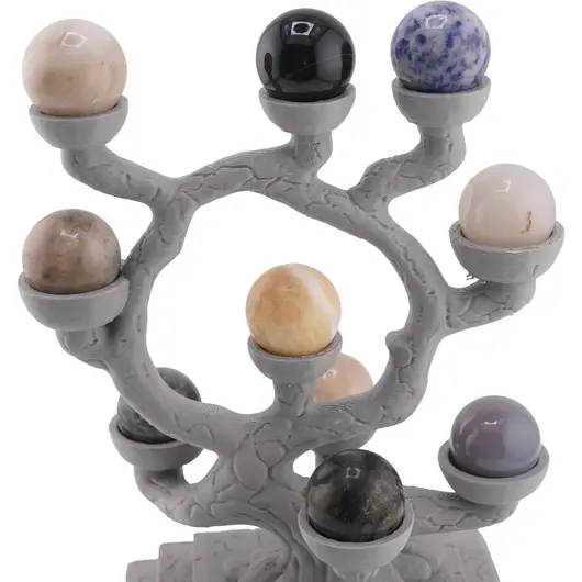 Decoratiune arbore cu zece sfere din cristal natural - gri, imagine 3