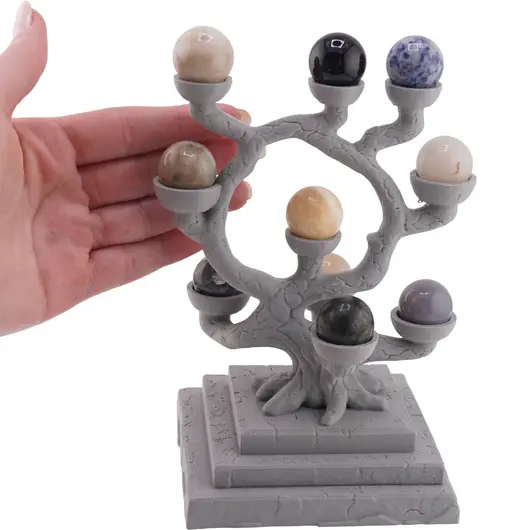 Decoratiune arbore cu zece sfere din cristal natural - gri, imagine 4