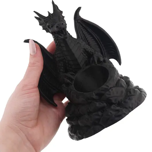 Decoratiune / Suport pentru cristale, Dragon negru - 15cm, imagine 4