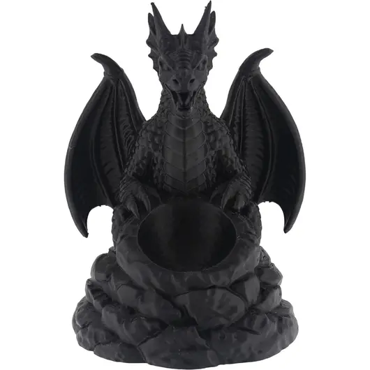 Decoratiune / Suport pentru cristale, Dragon negru - 15cm