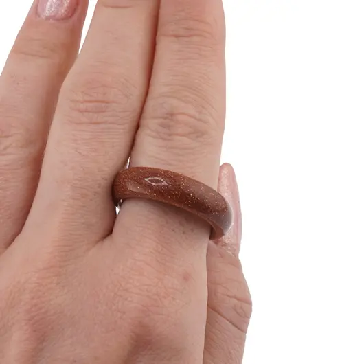 Inel circular din Goldstone maro, 17-19mm, imagine 3