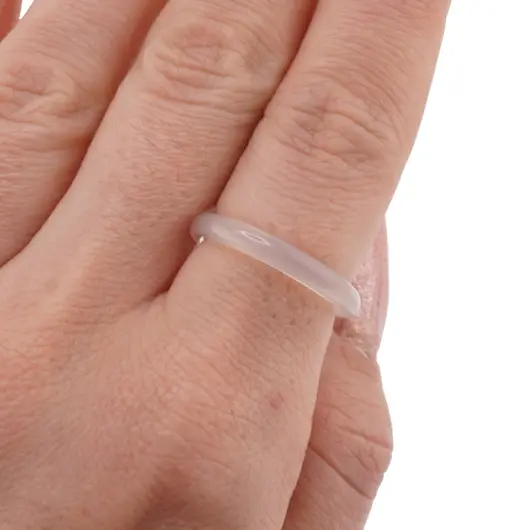 Inel circular subtire din Agat alb, 17-19mm, imagine 3
