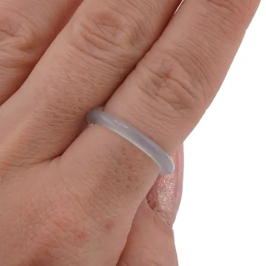 Inel circular subtire din Agat albastru deschis, 17-19mm, imagine 3