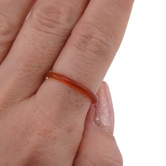 Inel circular subtire din Agat portocaliu, 17-19mm, imagine 3