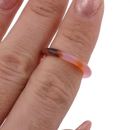 Inel circular subtire din Agat roz cu portocaliu, 17-19mm, imagine 3