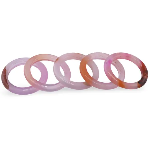 Inel circular subtire din Agat roz cu portocaliu, 17-19mm