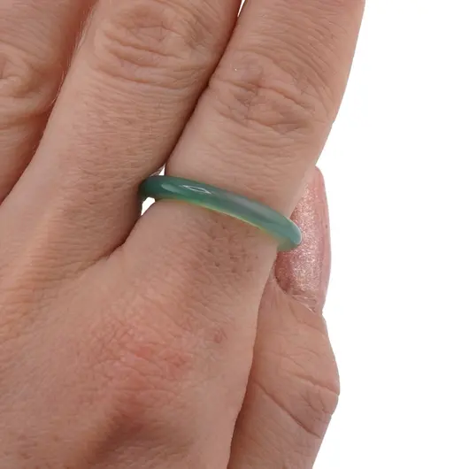 Inel circular subtire din Agat verde, 17-19mm, imagine 3