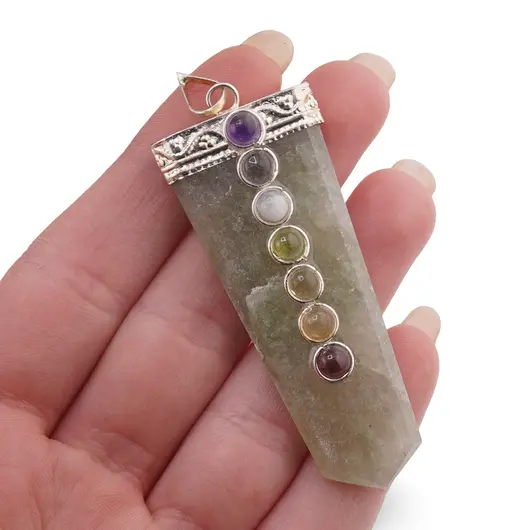 Pandantiv cu cele sapte chakre si Aventurin, model sabie 50-60mm, imagine 3