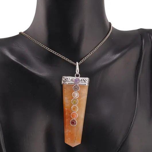 Pandantiv cu cele sapte chakre si Calcit, model sabie 50-60mm, imagine 2