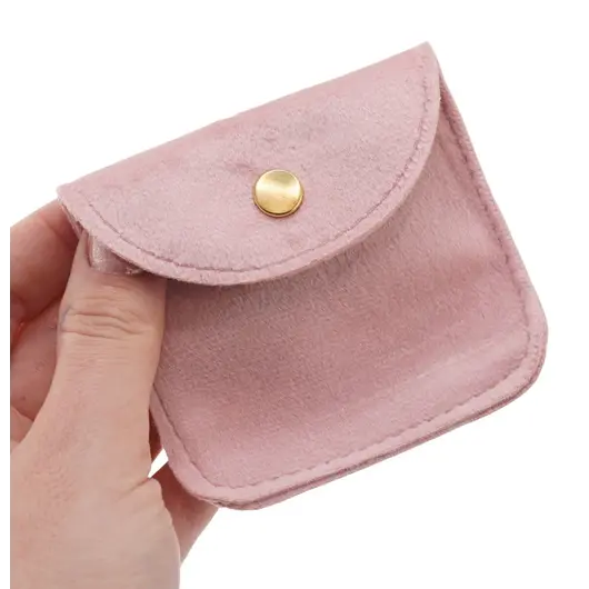 Saculet din catifea pentru bijuterii, 8cm - roz, imagine 3