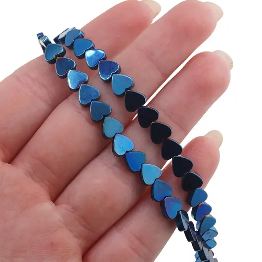 Sirag Hematit albastru inima 6mm, 40cm, imagine 3