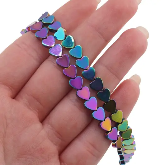 Sirag Hematit electroplacat inima 6mm, 40cm, imagine 3