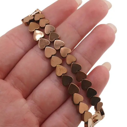 Sirag Hematit portocaliu inima 6mm, 40cm, imagine 3